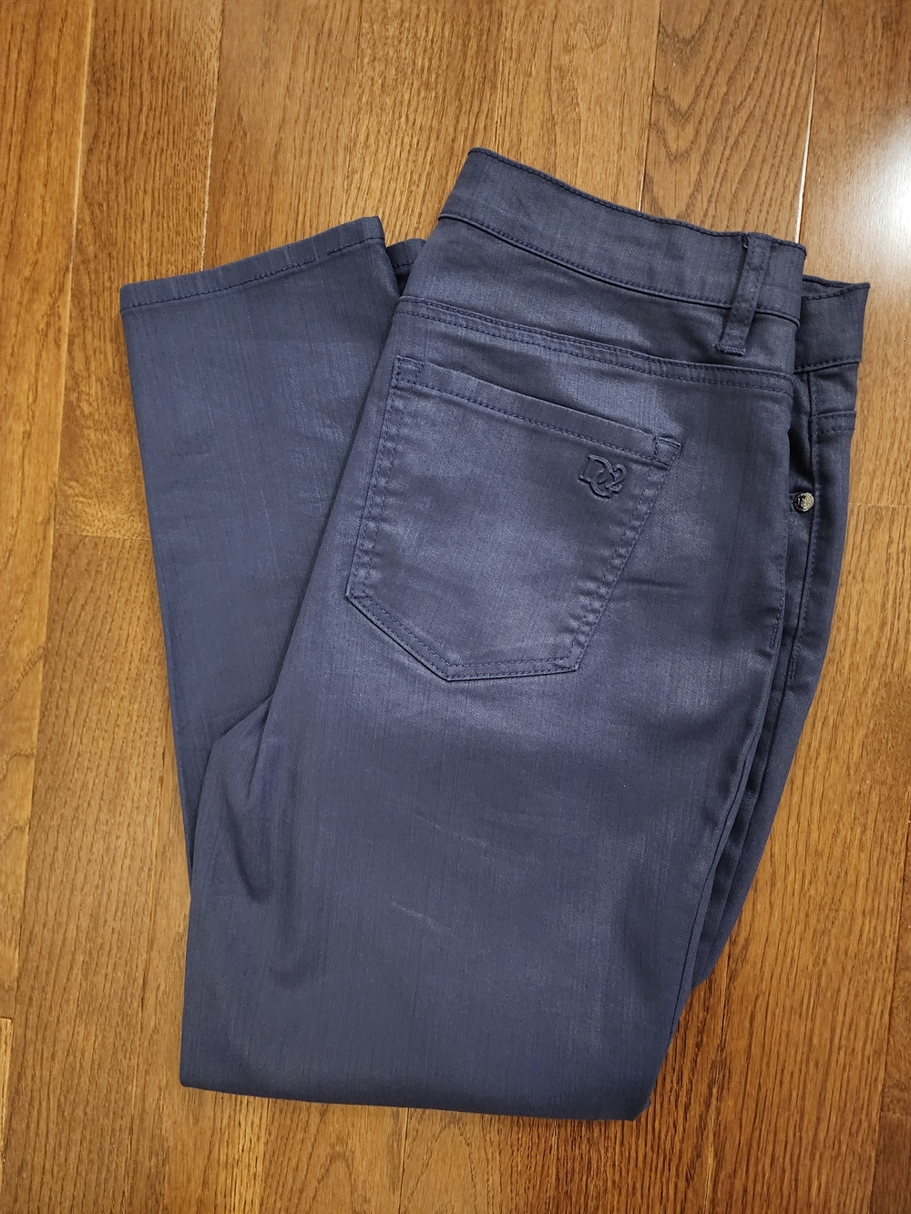 Diane Gilman Dark Coated Cotton Navy Skinny Jeans